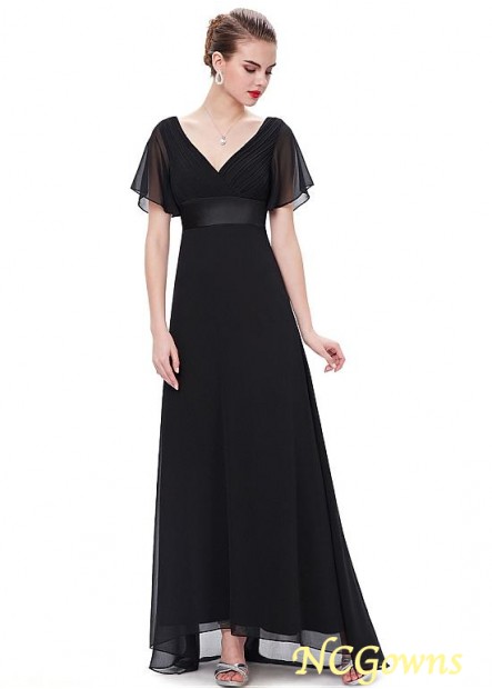 Illusion V-Neck Chiffon Fabric Black Color Family Mother Of The Bride Dresses