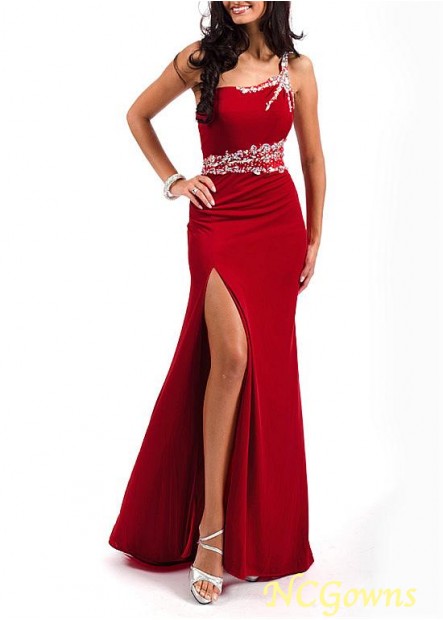 Ncgowns Chiffon One Shoulder Neckline Red Dresses