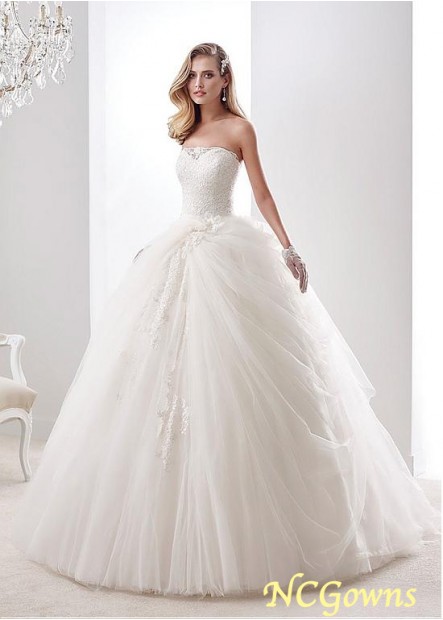 Without Train Train Full Length Lace  Tulle Strapless Dropped Waistline Ball Gowns