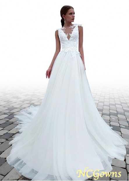 Jewel Neckline Tulle Wedding Dresses