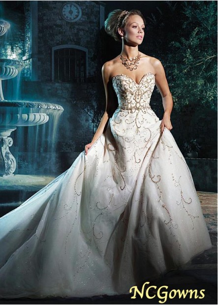 Ncgowns Natural Chapel 30-50Cm Along The Floor Full Length Length Tulle Sweetheart Wedding Dresses