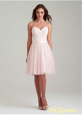 Ncgowns Lace  Tulle A-Line Silhouette Pink Color Family Bridesmaid Dresses
