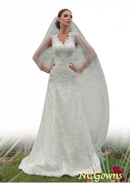 A-Line Short Sweep 15-30Cm Along The Floor Cap Lace Full Length Wedding Dresses