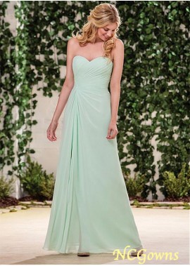 Green Color Family Full Length Natural Waistline Bridesmaid Dresses