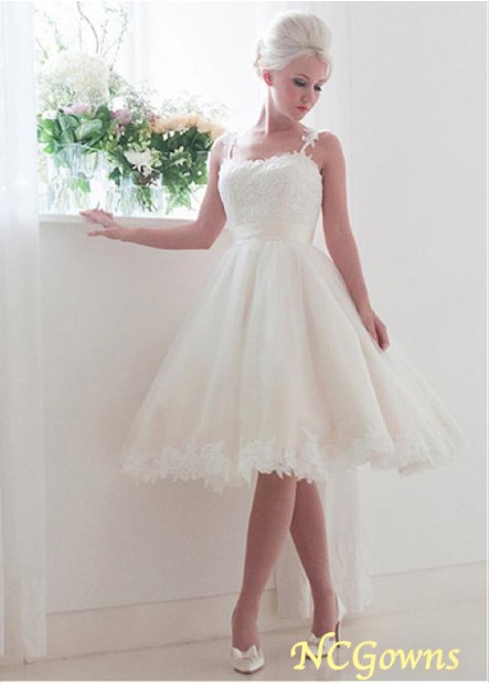 Ncgowns Tulle  Satin Sleeveless Spaghetti Straps A-Line Natural Wedding Dresses T801525383626