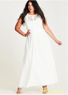 Lace  Chiffon White A-Line Floor-Length Hemline Prom Dresses
