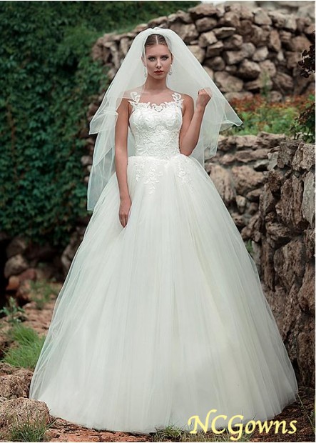 Ncgowns Full Length Length Tulle Bateau Neckline Ball Gown Silhouette Wedding Dresses