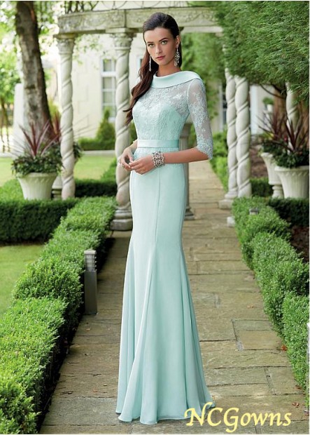 Portrait Neckline Green Color Family Natural Full Length Length Bridesmaid Dresses
