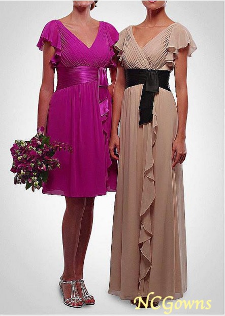 Knee-Length Chiffon  Charmeuse
  A-Line Silhouette Bridesmaid Dresses
