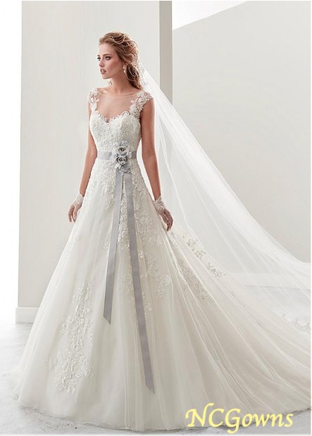 Full Length Length Tulle  Satin Bateau Wedding Dresses