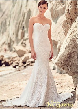 Sleeveless Natural Lace  Chiffon Sweetheart Wedding Dresses