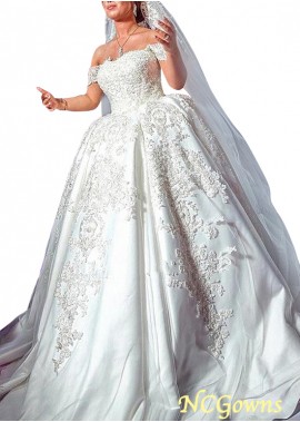 Short Sleeve Length Royal Monarch 70Cm Along The Floor Natural Waistline Satin  Tulle Wedding Dresses T801525317795