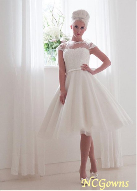 Ncgowns Without Train Cap Sleeve Type Tulle  Satin Fabric Natural Short Dresses