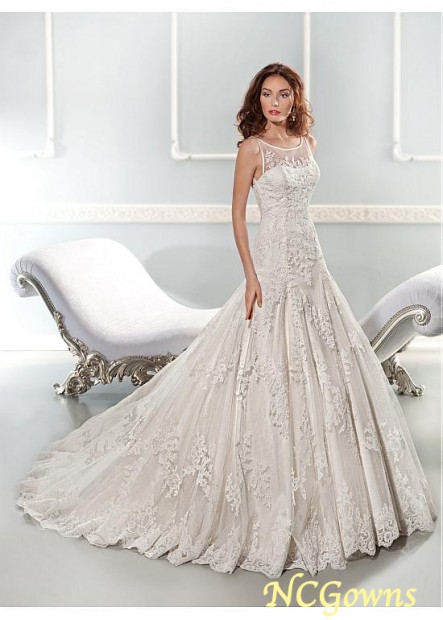 A-Line Silhouette Full Length Jewel Wedding Dresses