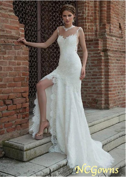 Jewel Sleeveless Lace  Tulle Fabric Wedding Dresses