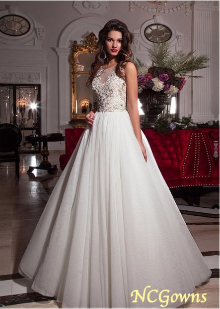 Ncgowns Full Length Natural Waistline Chapel 30-50Cm Along The Floor Sleeveless Wedding Dresses
