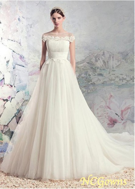 Jewel Organza  Tulle Fabric Cap Full Length Short Royal Monarch 70Cm Along The Floor Natural Waistline Wedding Dresses