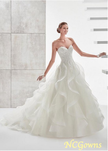 Full Length Natural Tulle  Satin Wedding Dresses T801525384208
