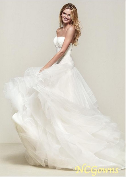 Sweetheart Sleeveless Sleeve Length Tulle Fabric A-Line Wedding Dresses