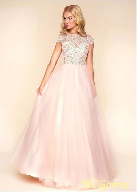 Floor-Length Jewel Neckline Pink Special Occasion Dresses
