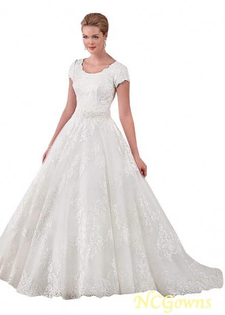 Ncgowns A-Line  Tulle Scoop Neckline Plus Size Wedding Dresses