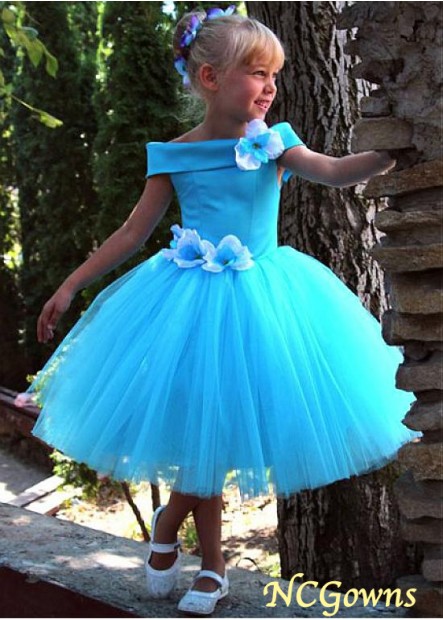 Blue Tone Ball Gown Silhouette Flower Girl Dresses