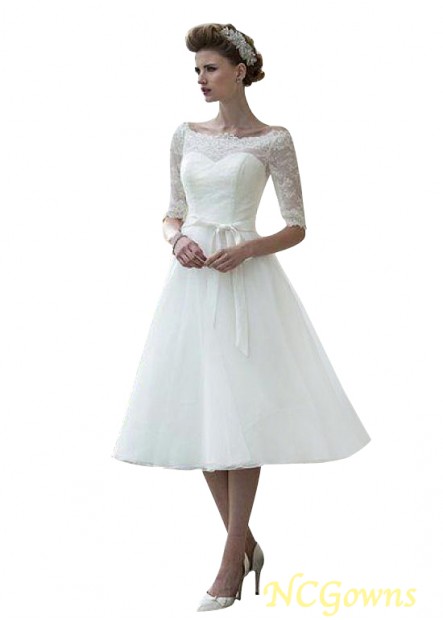 Off-The-Shoulder Lace Sleeves Short Wedding Dresses