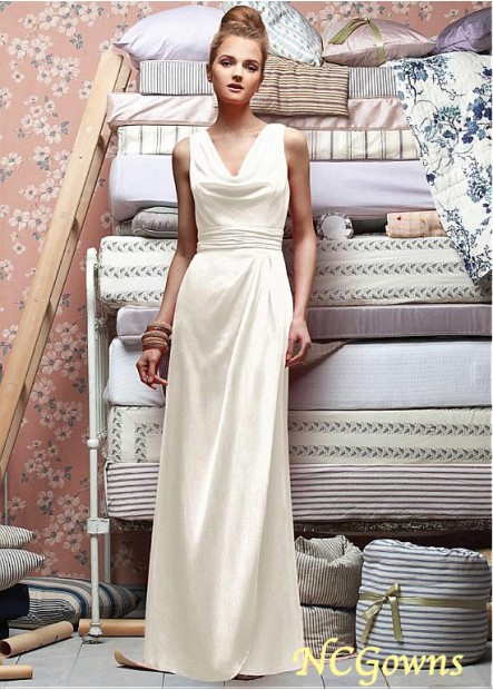 White Natural Full Length Sheath Column Bridesmaid Dresses