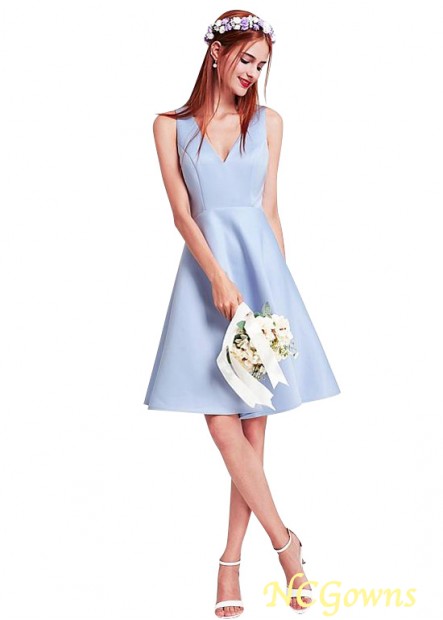 Blue Tone A-Line V-Neck Neckline S Short Dresses
