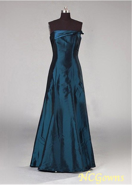 Natural Waistline Blue Tone A-Line Full Length Bridesmaid Dresses