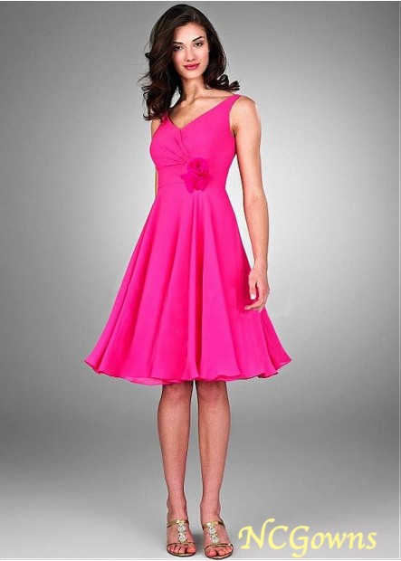 Pink Chiffonsatin Fabric Bridesmaid Dresses