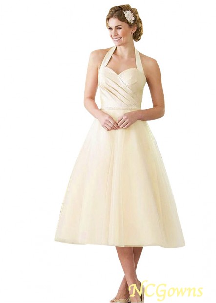Yellow Tone Color Family Tea-Length Champagne Dresses