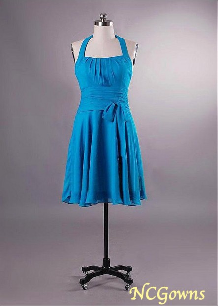 Blue Tone Short Mini Halter A-Line Short Dresses
