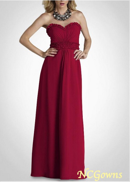 Sweetheart Neckline A-Line Silhouette Empire Waistline Chiffon Fabric Full Length Length Red Dresses