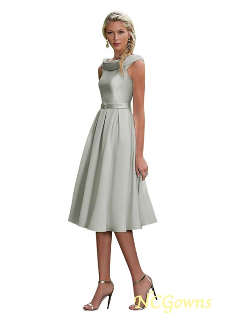Satin Fabric Silver A-Line Short Dresses