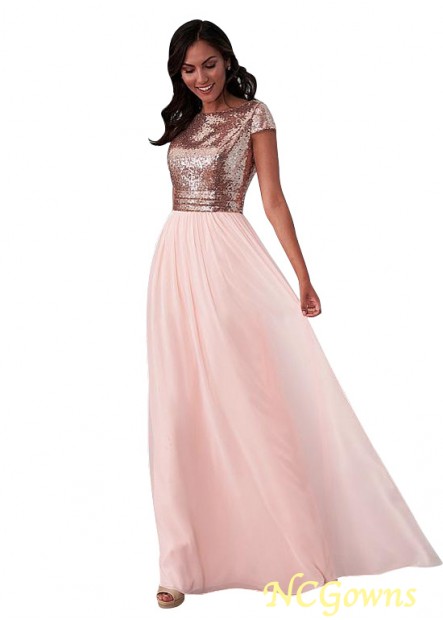 Ncgowns Sequin Lace  Chiffon A-Line Bateau Bridesmaid Dresses