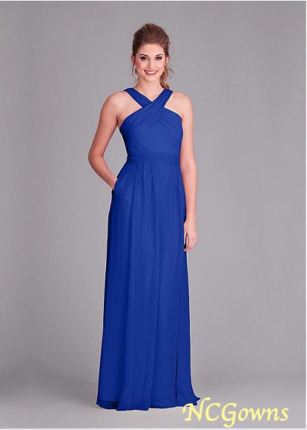 Full Length Length A-Line Silhouette V-Neck Natural Blue Tone Royal Blue Dresses