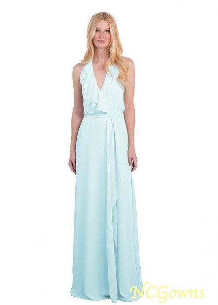 Full Length Chiffon Fabric Natural Bridesmaid Dresses T801525355421