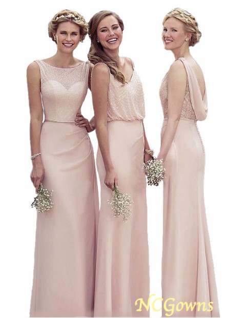 Natural Pink Color Family Chiffon Bridesmaid Dresses