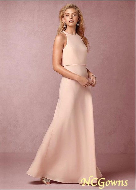 Natural Full Length Length A-Line Jewel Neckline Pink Dresses