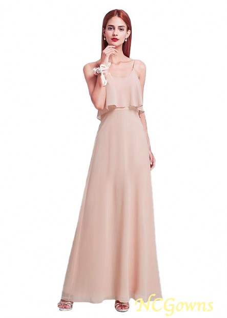 Chiffon Fabric A-Line Spaghetti Straps Pink Dresses T801525355058