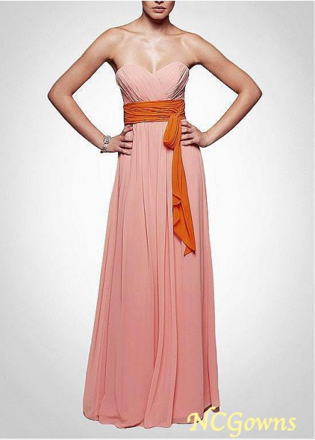Chiffon Orange Sweetheart Neckline Pink Dresses