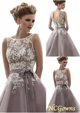 A-Line Silhouette Natural Tea-Length Purple Bridesmaid Dresses