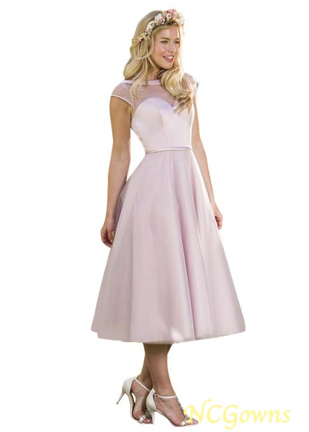 Tea-Length Length A-Line Silhouette Pink Color Family Short Dresses