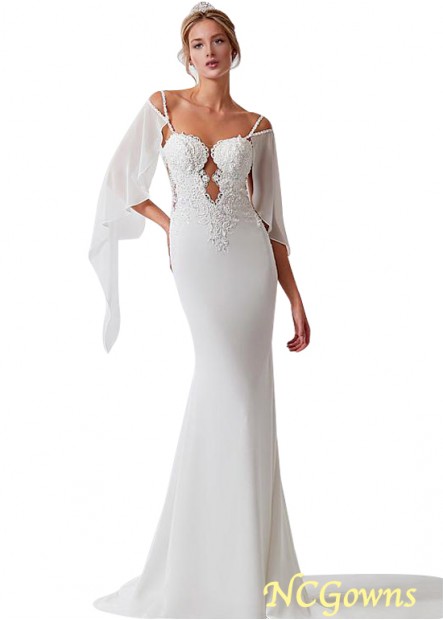 Natural Spaghetti Straps Full Length Length Wedding Dresses T801525333532