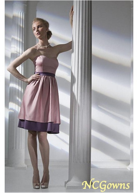 Satin Fabric Sweetheart Natural Waistline Pink Dresses T801525355984