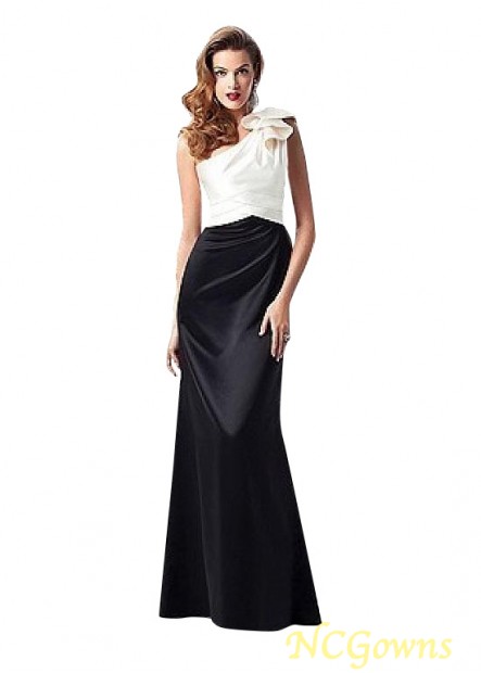 One Shoulder Full Length Black And White Dresses T801525663519
