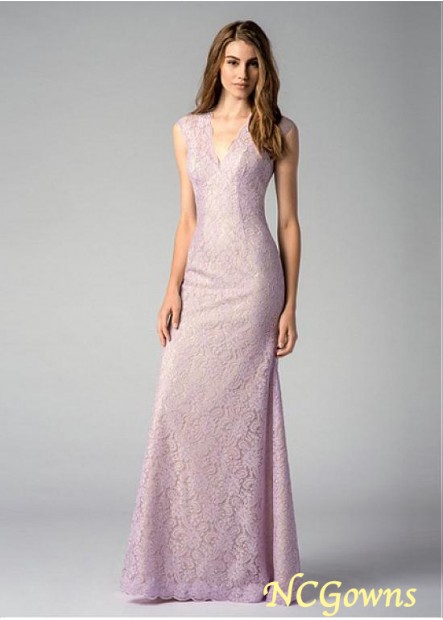 V-Neck Lace Fabric Full Length Length Natural Pink Dresses