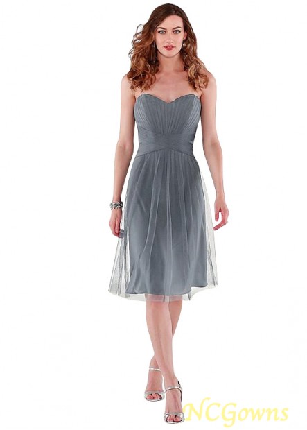 Tulle Natural Sweetheart Knee-Length Gray Bridesmaid Dresses
