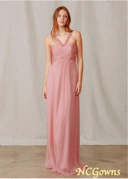 Pink A-Line Halter Neckline Bridesmaid Dresses